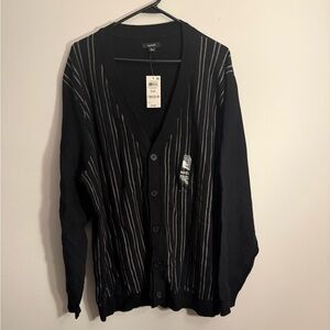 Alfani Black and White Striped Cardigan